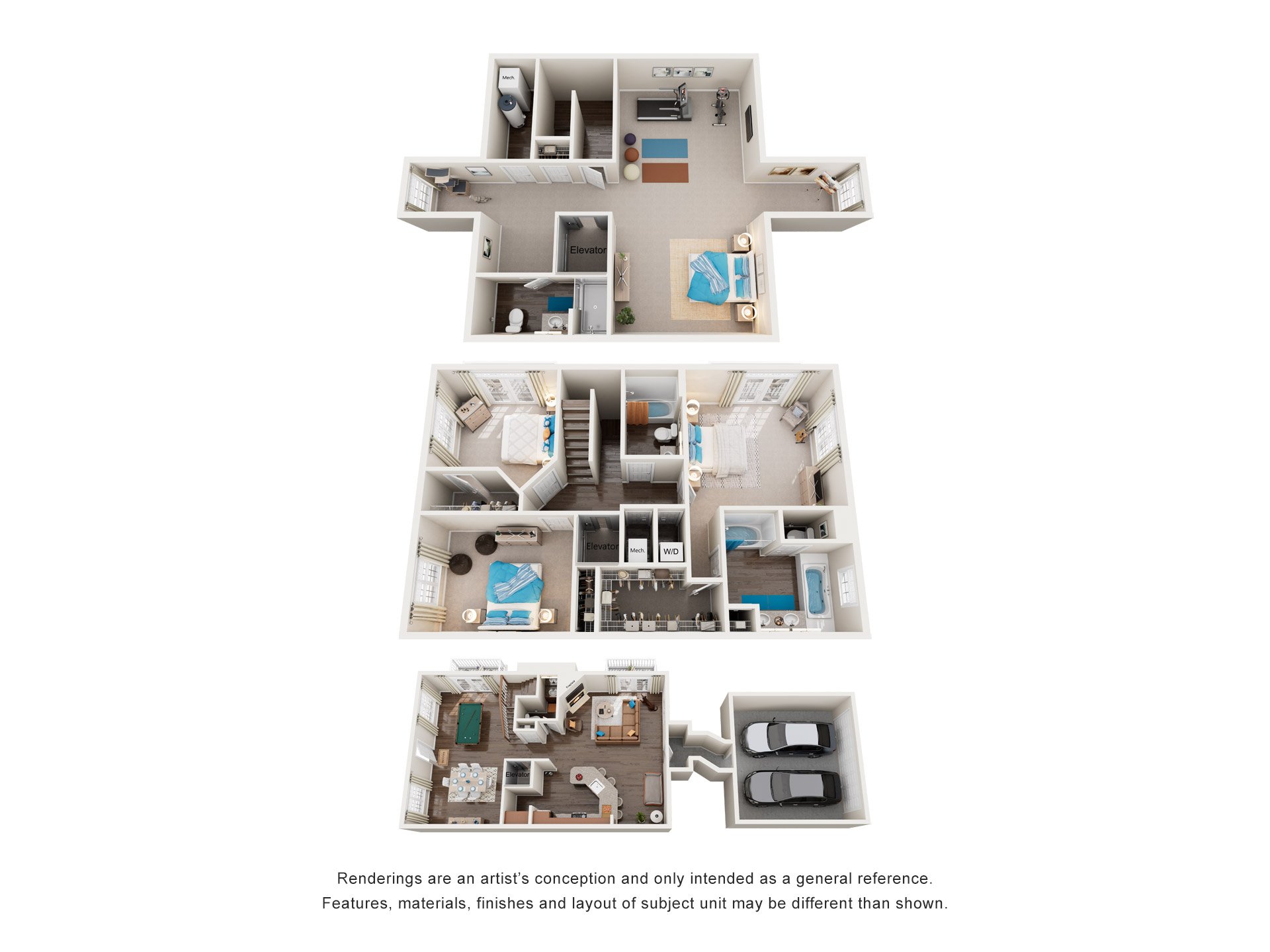 Floor plan for 4 beds, 3.5 baths, 3287 sqft